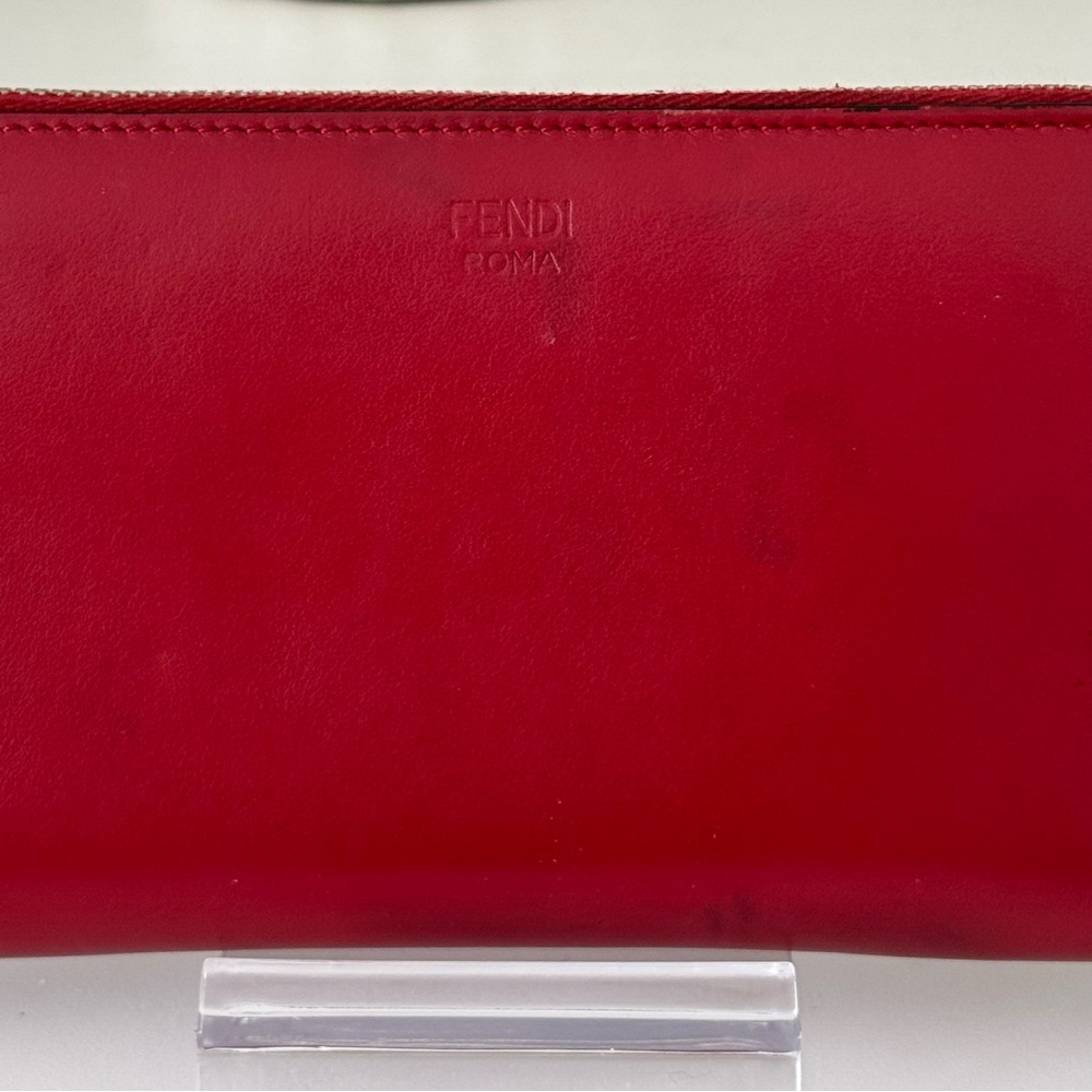Fendi Monster Eyes Zip Around Wallet - Red - Picture 12 of 17